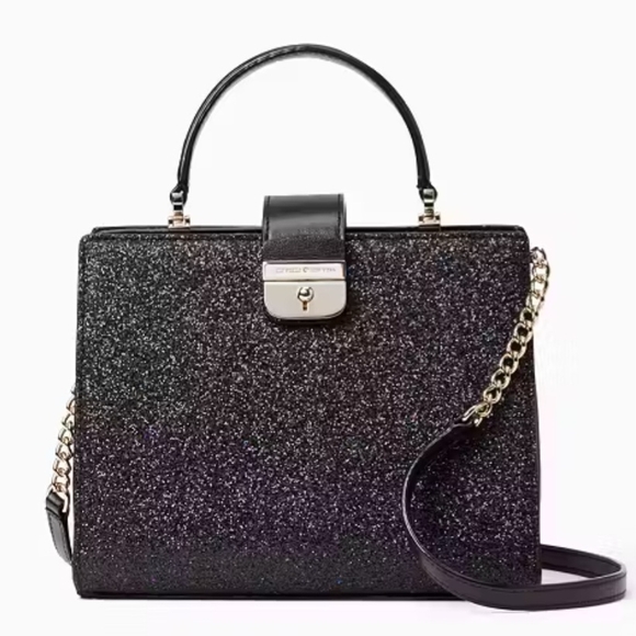kate spade Handbags - Kate Spade Sunset Lane Kirin Black Glitter Shoulder Bag with Gold Chain